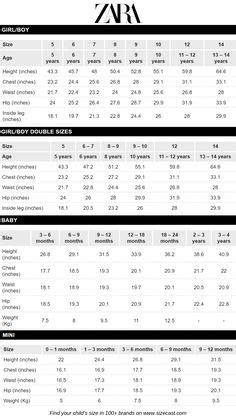 How to size | Zara