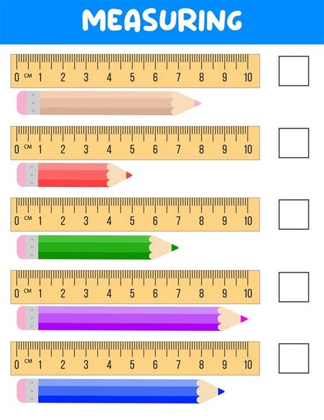 medir la longitud con la regla. hoja de trabajo de desarrollo educativo. juego para niños ...