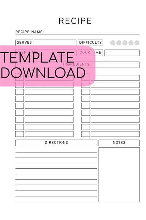 These simple Recipe pages are perfect for recording your own recipes ...