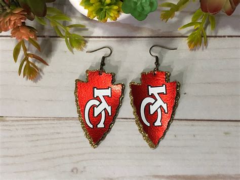 Chiefs earrings Kansas City Chiefs Earrings KC Chiefs faux | Etsy