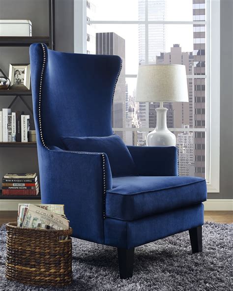 TOV Furniture Bristol Blue Tall Chair | High back accent chairs, Blue ...