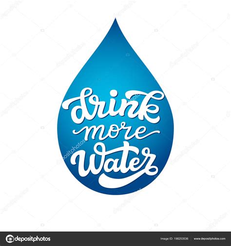 Drink More Water Hand Drawn Typography Slogan Waterdrop Silhouette Vector — Stock Vector ...