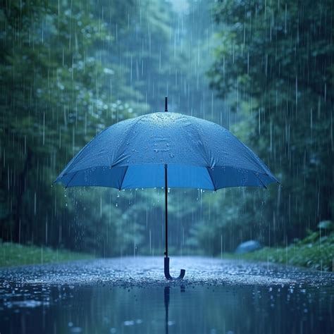 Premium Photo | Free Photo of rainy weather Blue umbrella under rainfall Banner format