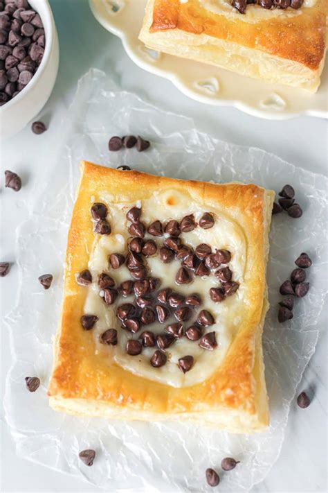 Easy Chocolate Chip Cream Cheese Danish with Puff Pastry