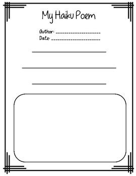 Haiku Poem Template by The Literacy Mindset | Teachers Pay Teachers