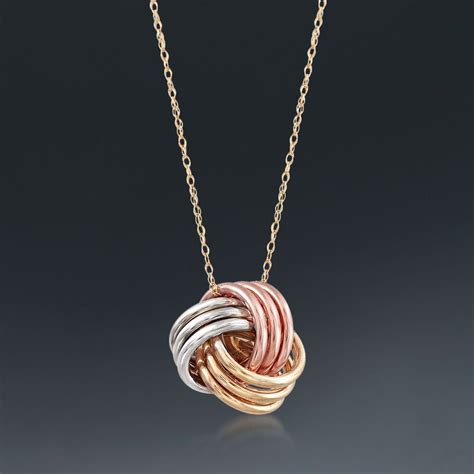 14kt Tri-Colored Gold Love Knot Pendant Necklace. 18" | Ross-Simons