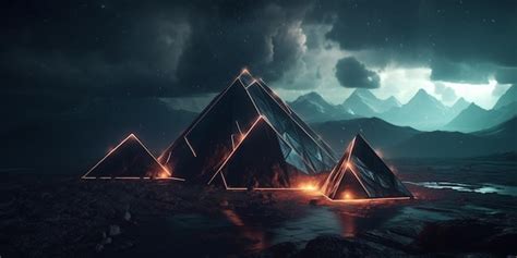 Premium AI Image | The pyramids of egypt at night