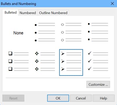 Format Bullets and Numbering