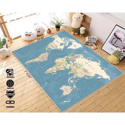 World Map Education Maps Rug