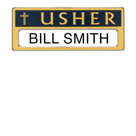 Usher Badge Personalize-able Magnetic Gold Blue Package of 4 - Walmart.com