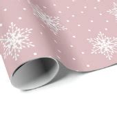 White Snowflakes Polka Dots Pink Christmas Wrapping Paper | Zazzle