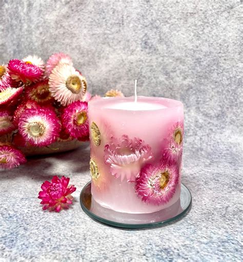 Botanical Candle With Strawflowers. Candle With Flowers. - Etsy Ireland in 2023 | Candles ...