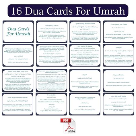 Umrah Dua Cards / Flash Card Arabic English Printable PDF Islamic Dua Dua Reminder Cards Umrah ...