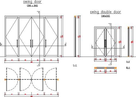 Swing aluminium double door installation details dwg file - Cadbull