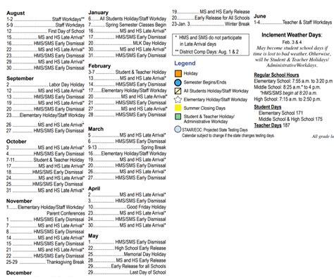 Timberwood Middle - School District Instructional Calendar - Humble Isd ...