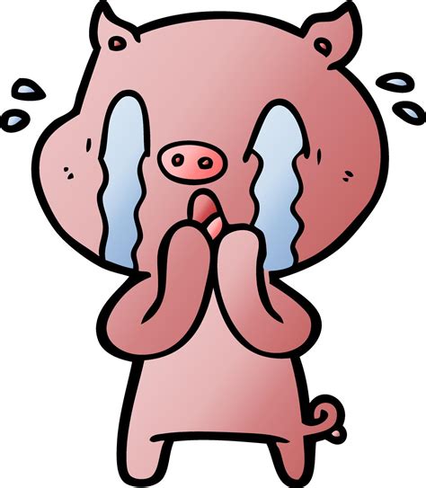 crying pig cartoon 12444350 Vector Art at Vecteezy