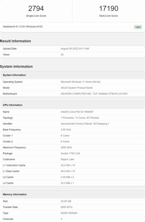 Intel Core i5-14600KF CPU Benchmarks Leak - Up To 17% Faster Than Core i5-13600KF