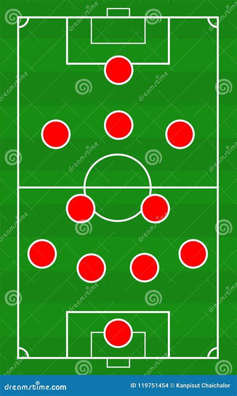 Vector Soccer Field with the Arrangement of Players in the Game ...