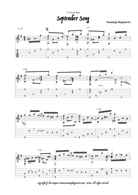 September Song (Sheet music with TAB) pdf download - Nemanja Bogunovic