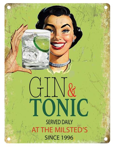 Personalised Gin Served Daily Metal Wall Art (3 sizes) - Metal Wall Signs