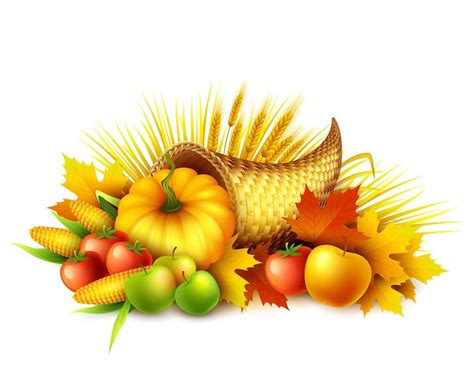 Free Vector | Illustration of a Thanksgiving cornucopia full of harvest fruits and vegetables.