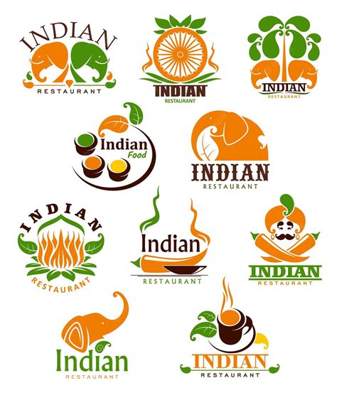 Premium Vector | Indian food restaurant vector icons emblems set