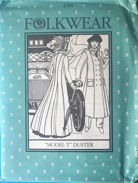 RARE Folkwear sewing pattern #230 - uncut - Sewing Pattern - Model T Duster by VeryVintageFinds ...