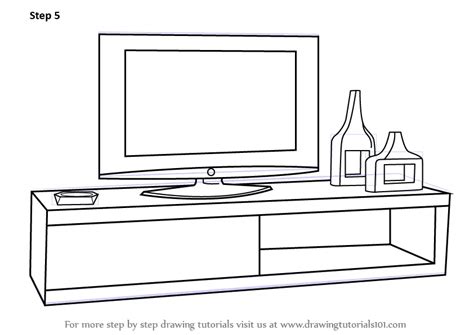 Learn How to Draw TV Unit (Furniture) Step by Step : Drawing Tutorials