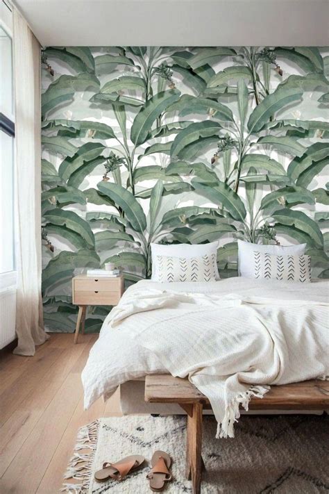 #tropicalbedroom | Wallpaper bedroom, Banana leaf wallpaper, Tropical bedrooms