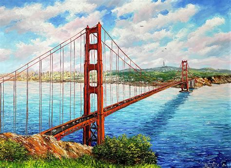 Golden Gate Bridge Original Painting, San Francisco Wall Art ...