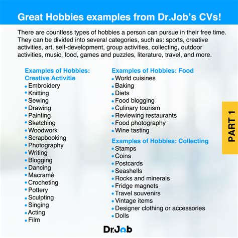 Hobbies and Interests:Best Ones to Put on a CV [2022]-Drjobpro.com - Career Tips, Interview Tips ...