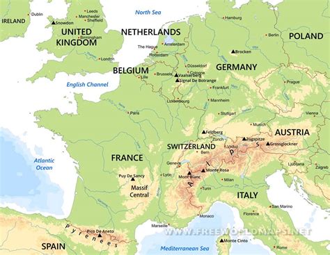Western Europe Physical Map
