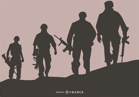 US Soldiers Silhouette Background Design Vector Download