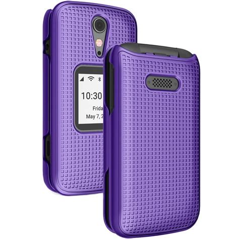 Case for Jitterbug Flip2, Nakedcellphone [Purple] Protective Snap-On Hard Shell Cover [Grid ...