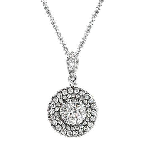 14K White Gold Round Diamond Cluster Pendant | Borsheims