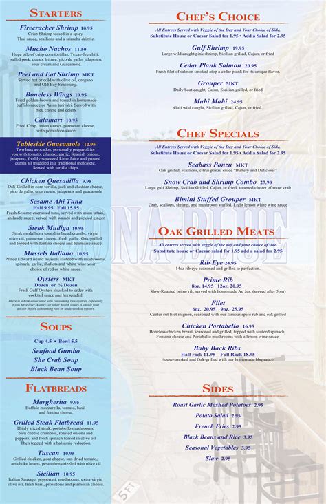 Ozona Blue Grilling Co menus in Palm Harbor, Florida, United States