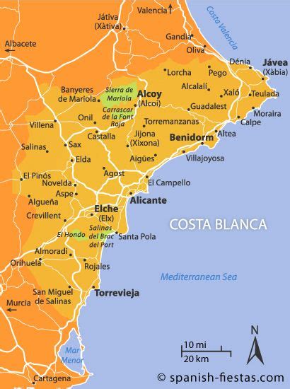 Costa Blanca Map | Alicante spain, Spain travel, Map of spain