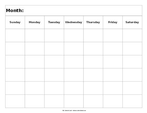 blank calendar landscape 6 weeks