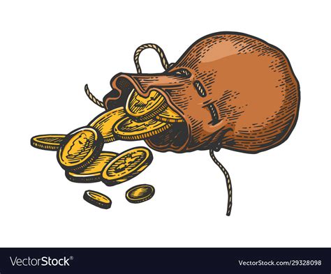 Coins in bag sketch Royalty Free Vector Image - VectorStock