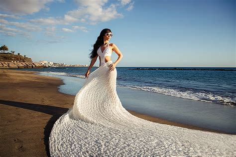 1920x1080px, 1080P free download | Beauty, dress, girl, model, summer, woman, white, sea, blue ...