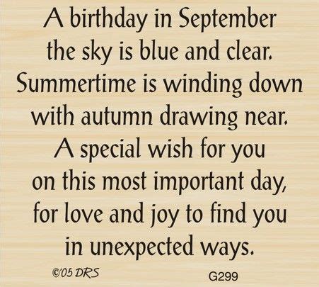 September Birthday Greeting - 299G | Birthday card sayings, Card sayings, Birthday verses