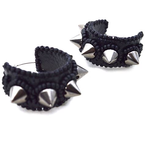 Embroidered Hoop Spike Punk Earrings – Twisted Pixies