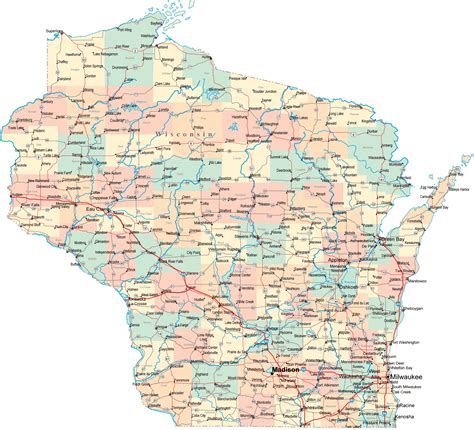 Wisconsin Road Map - WI Road Map - Wisconsin Highway Map