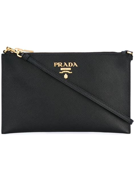 Prada - Logo Plaque Clutch Bag - Women - Leather - One Size in Black | Lyst