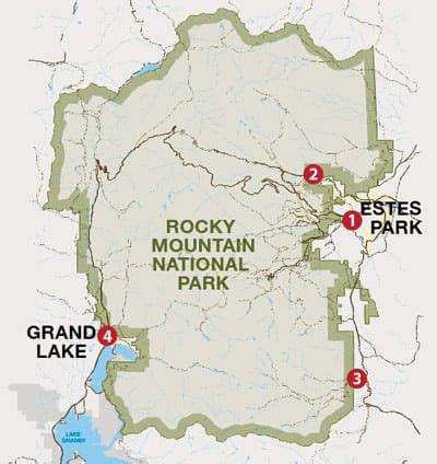 Map of entrances to Rocky Mountain National Park | Rocky mountain ...