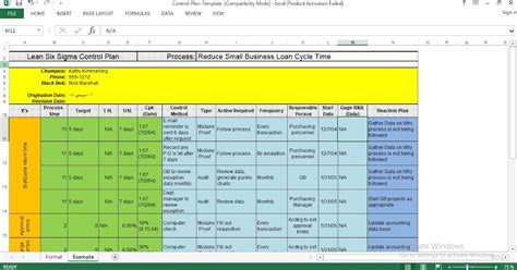 Six Sigma Process Map Template Excel