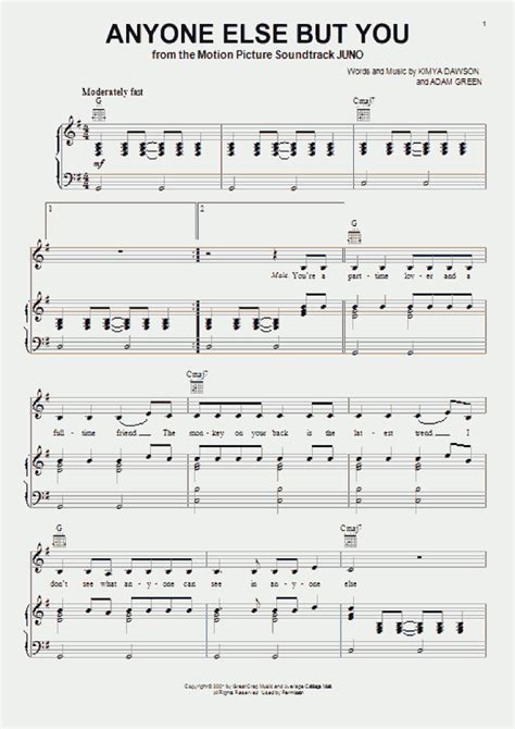 Anyone Else But You Piano Sheet Music | OnlinePianist