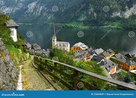 Hallstatt Austria View of the Village and Lake Stock Image - Image of historical, hallstatt ...