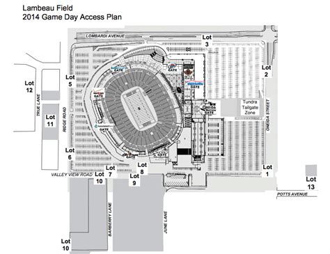 Lambeau Field Gates Map | Map Of The World