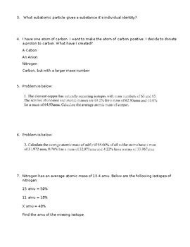 Chemistry Problems: Nuclear Notation, Hyphen Notation, Isotopes | TPT